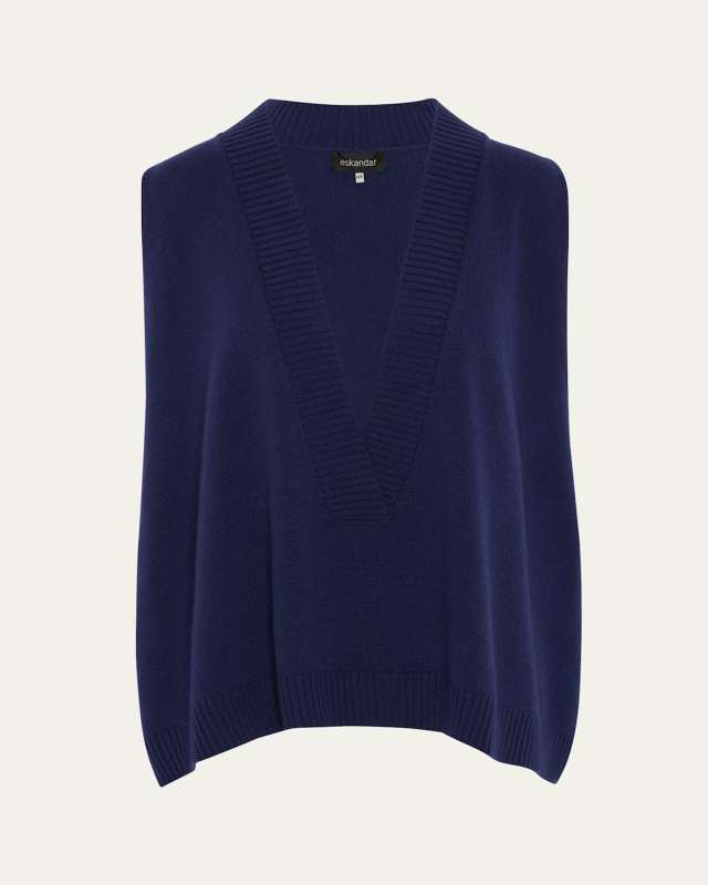 A-Line Sleeveless Deep V Sweater (Mid Plus Length)